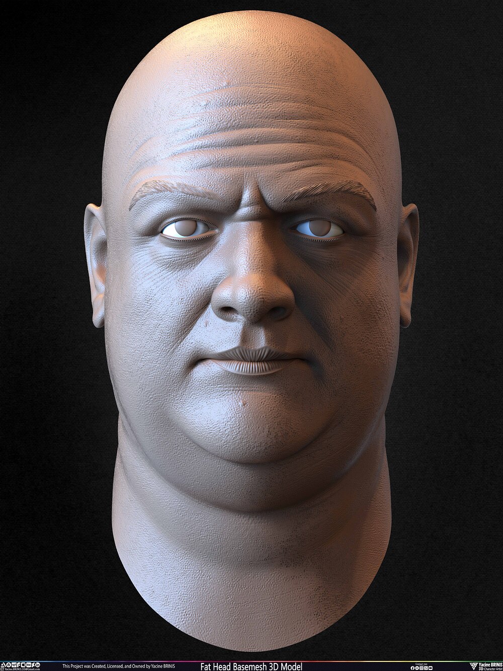 Fat Head Basemesh 3D Model Sculpted by Yacine BRINIS Set 026