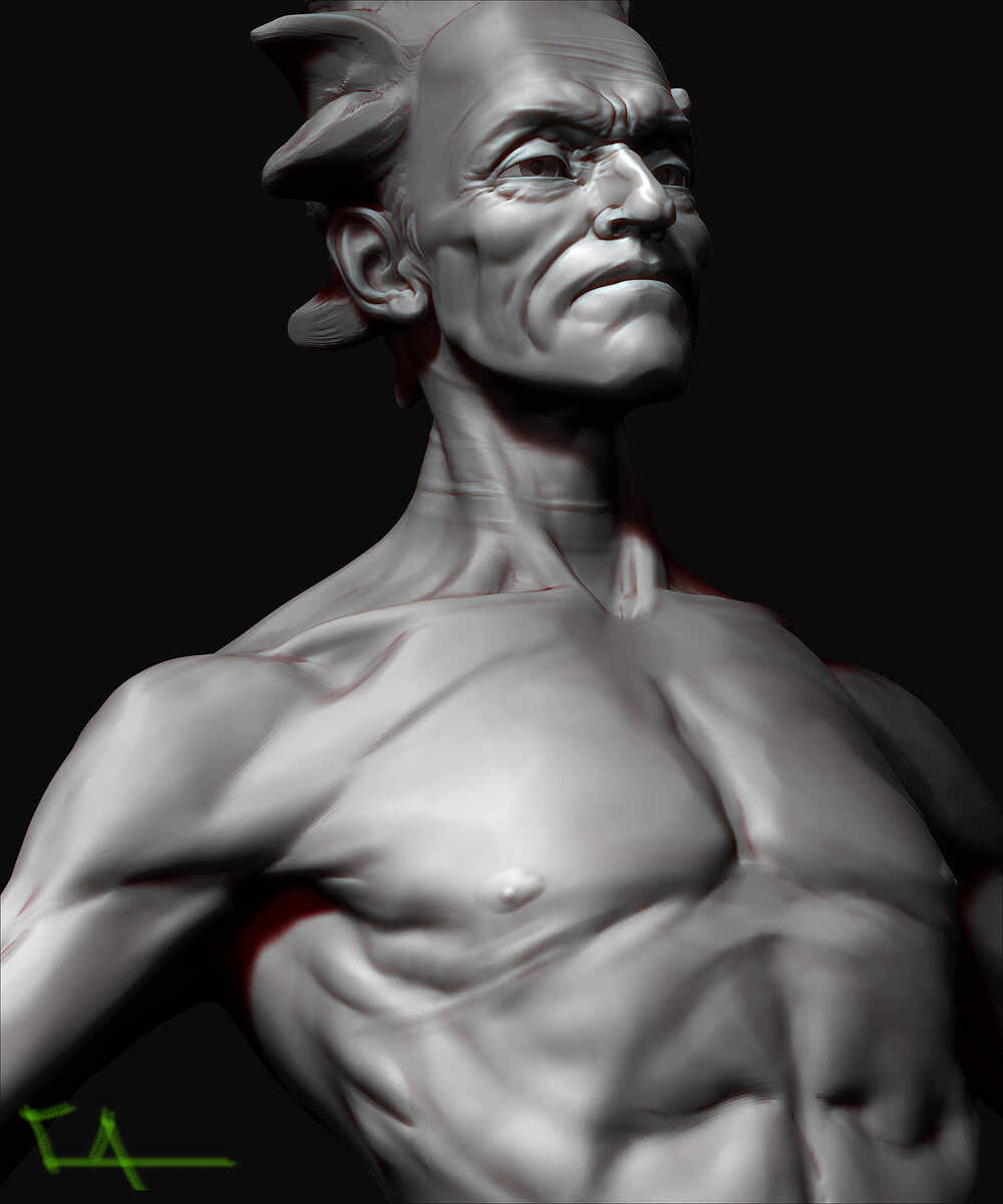 Realistic Rick Sanchez by Darya Girina sculpting_T_Pose_Life size anatomy_12