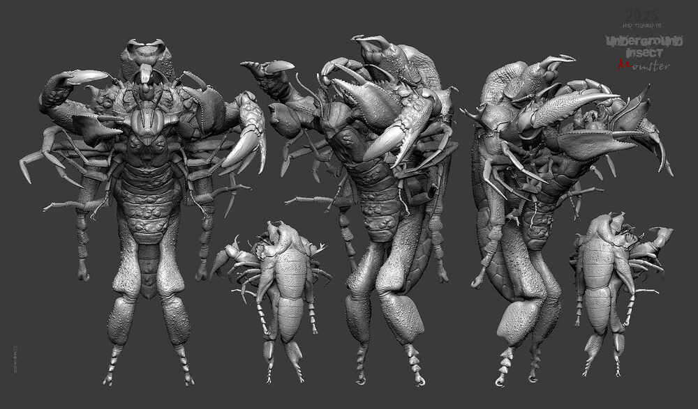Underground_Insect-Monster_Digital_Sculpture_SurajitSen_May2025_WIP