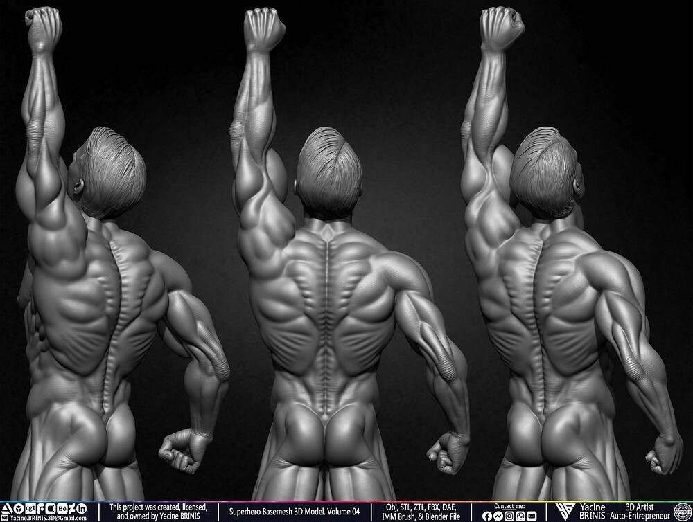 SuperHero Basemesh 3D Model Pose 04 Superman - Henry Kevill - Man of Steel-  Sculpted by Yacine BRINIS Set 059