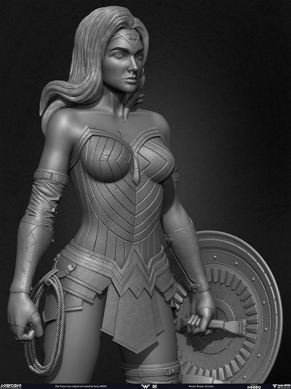 Wonder Woman Gal Gadot 3D Model sculpted by Yacine BRINIS 015