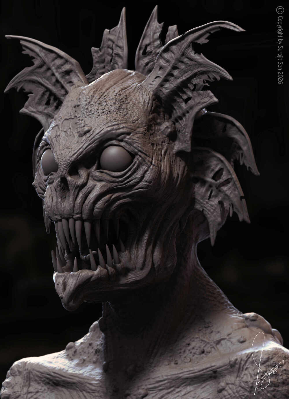 The Pale-Eyed Devourer _Digital_SCulpture_SurajitSen_June2026_B_CLAY
