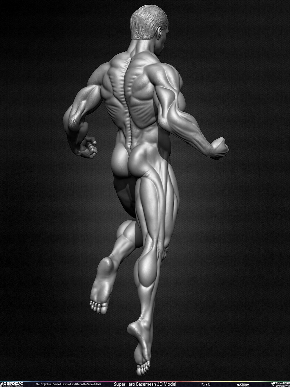 SuperHero Basemesh 3D Model Pose 03 Superman - Henry Kevill - Man of Steel-  Sculpted by Yacine BRINIS Set 042