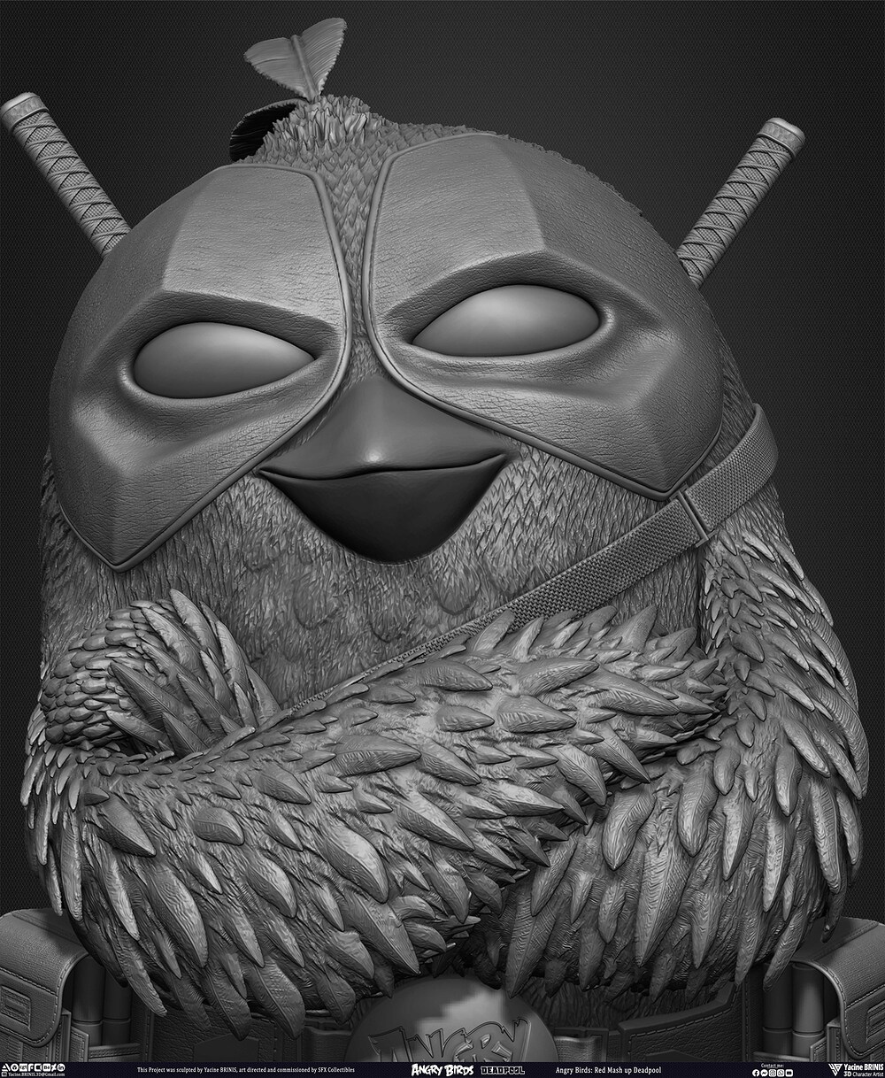 Red Mash Up Deadpool Angry Birds Movie 02 Rovio Entertainment sculpted By Yacine BRINIS 011