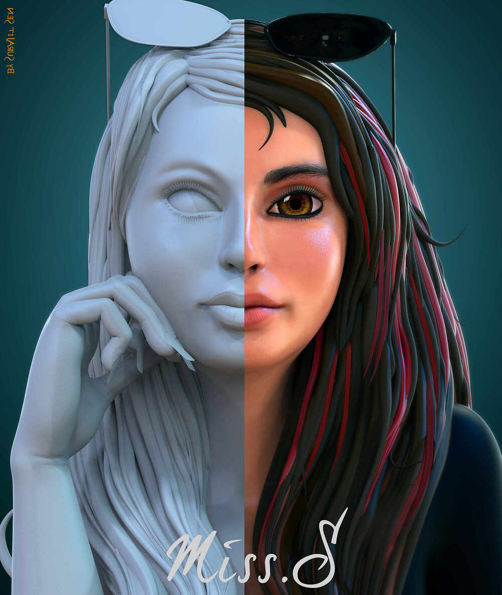 Miss_S_Caricature_Digital_Sculpture_SurajitSen_Oct2024_WIP