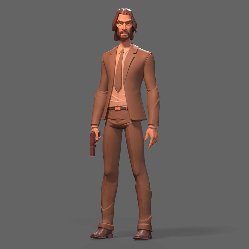 Stylized John Wick Character Clay