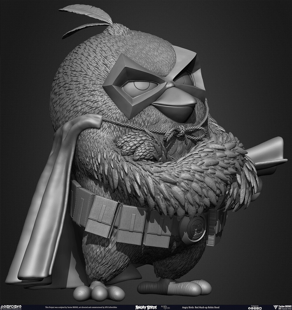 Red Mash up Angry Birds Movie 02 Robin Hood Rovio Entertainment sculpted By Yacine BRINIS 007