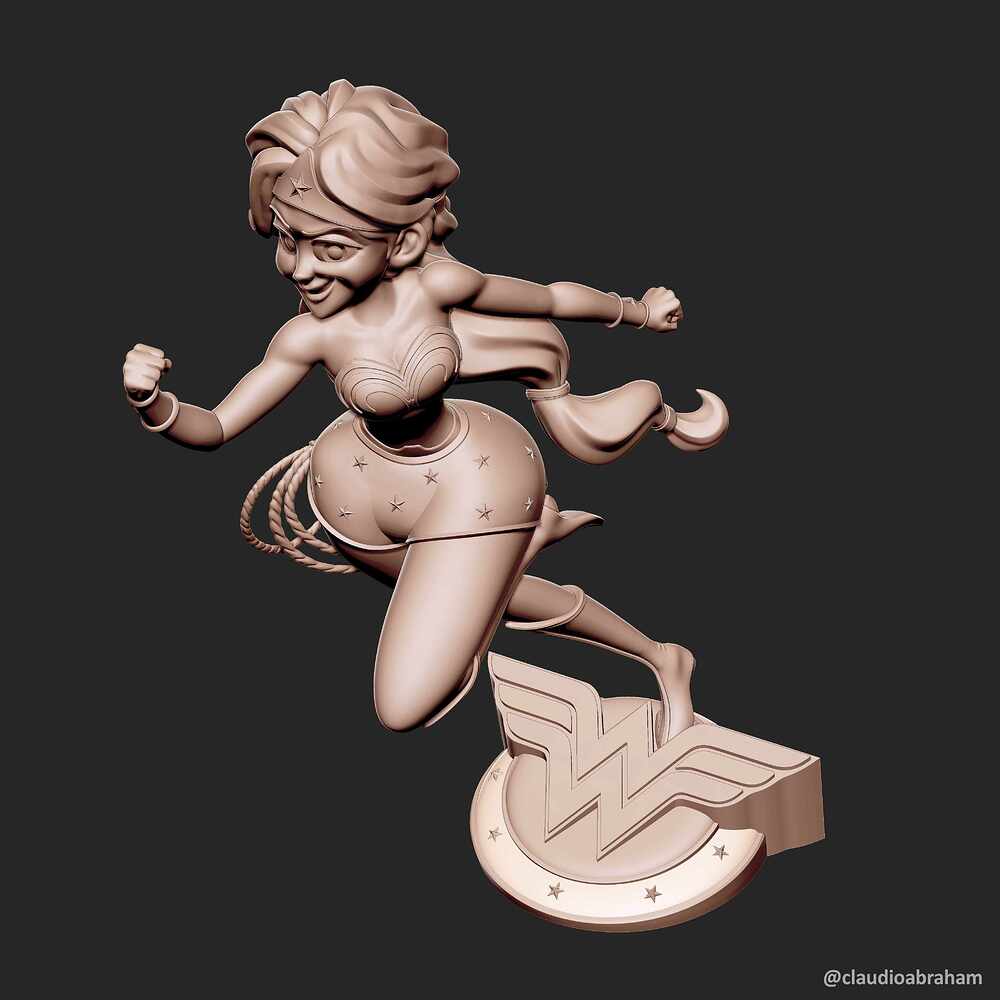 Stylized Wonder Woman - v1.rnd.06.01 - Rendering - ZBrush Raw Screenshots - Up Front Left - Polyskin - Edit - signed