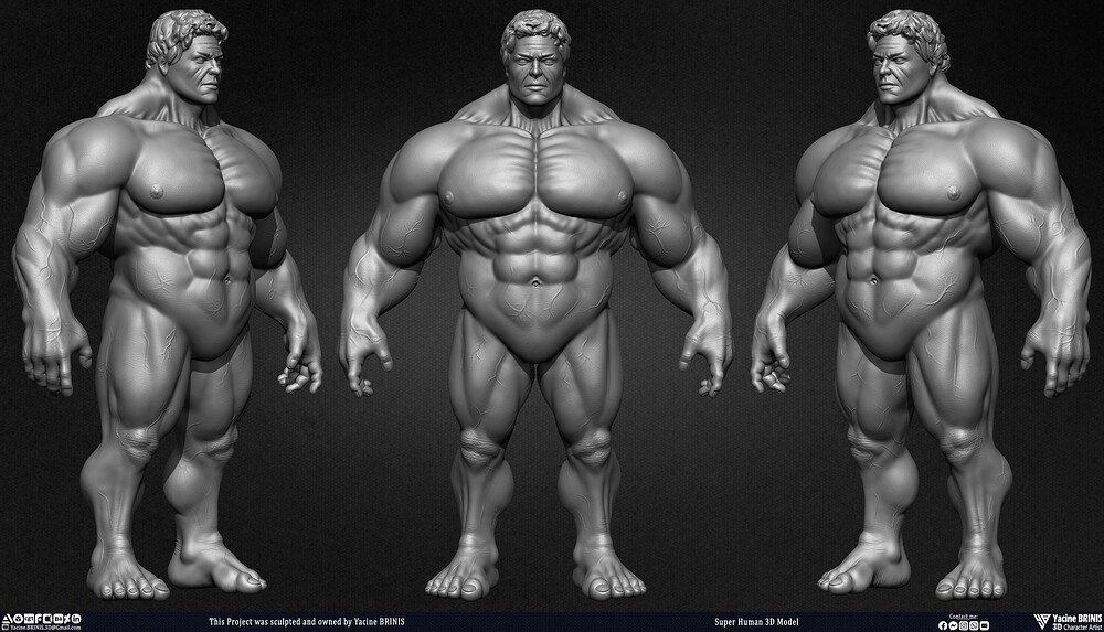 Super Human 3D Model sculpted by Yacine BRINIS 001