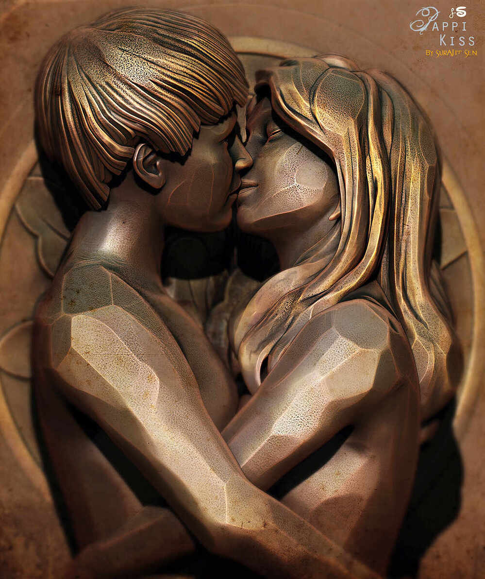 Pappi! The Kiss!!_Digital_Sculpture_SurajitSen_May2022A_L