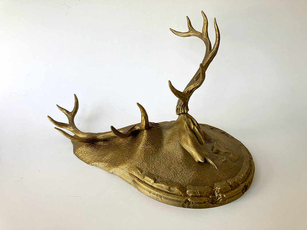 Decorative Stand with Elk Antlers on Post-Apocalyptic Pedestal - 1