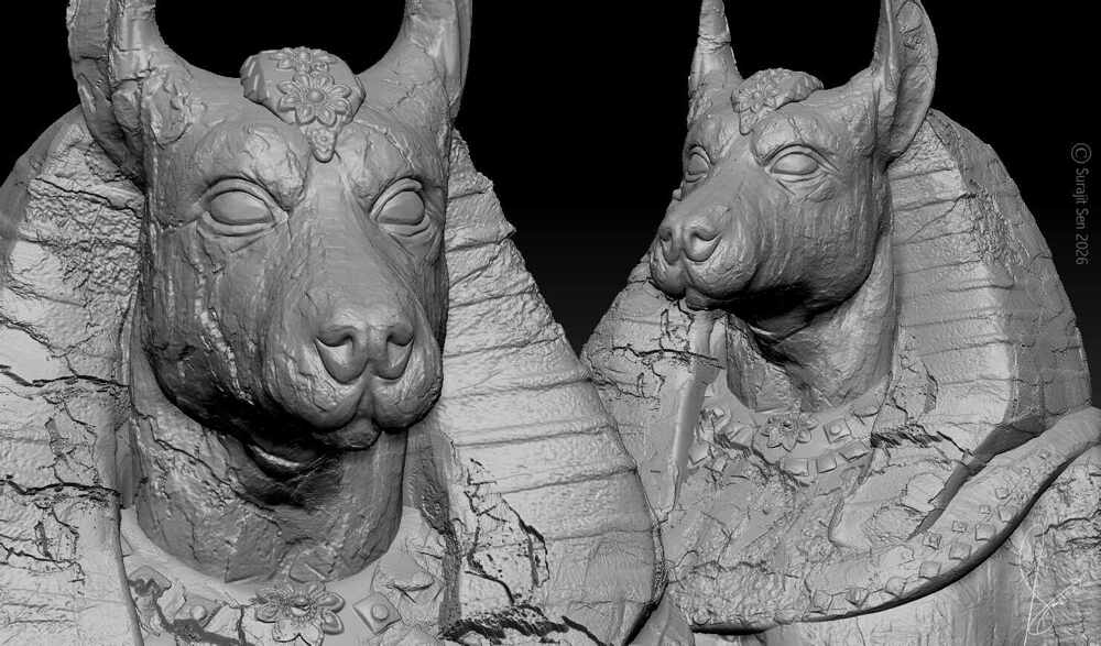 Anubis god of Death_Digital_SCulpture_SurajitSen_Jan2026_WIP