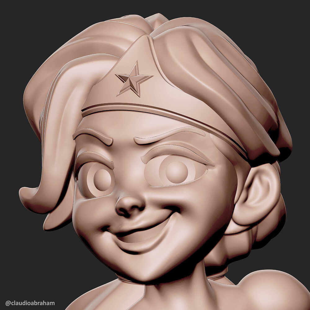 Stylized Wonder Woman - v1.rnd.06.01 - Rendering - ZBrush Raw Screenshots - Face Crop - Polyskin - Edit - signed 2