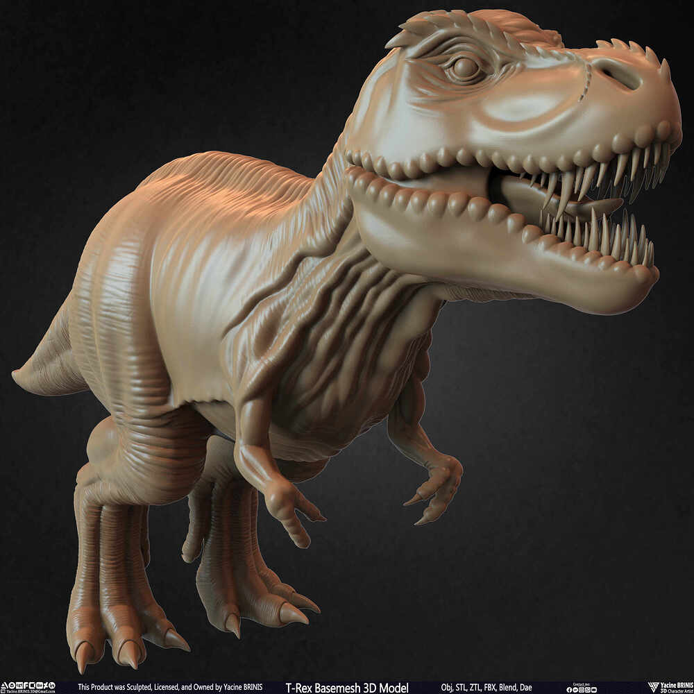 T-Rex Basemesh 3D Model (Tyrannosaurus Rex) Sculpted By Yacine BRINIS Set 001