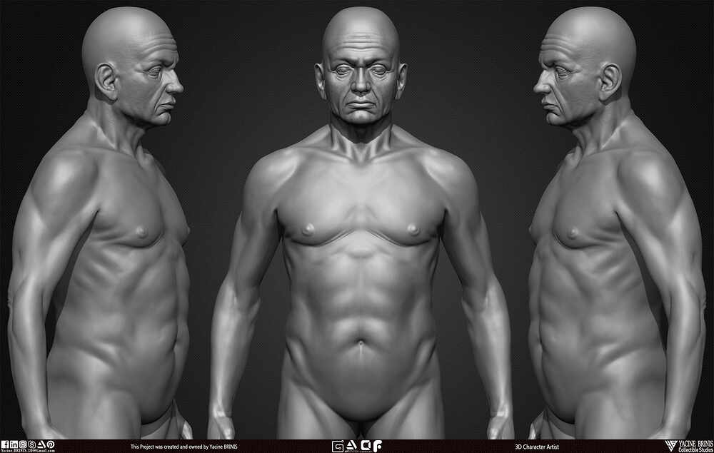 Old Man Basemesh 3D Model By Yacine BRINIS Anatomy Set 004