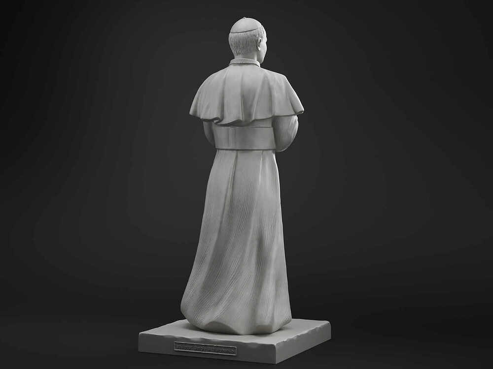 St John Paul II - Sculpture 3D Render - Back