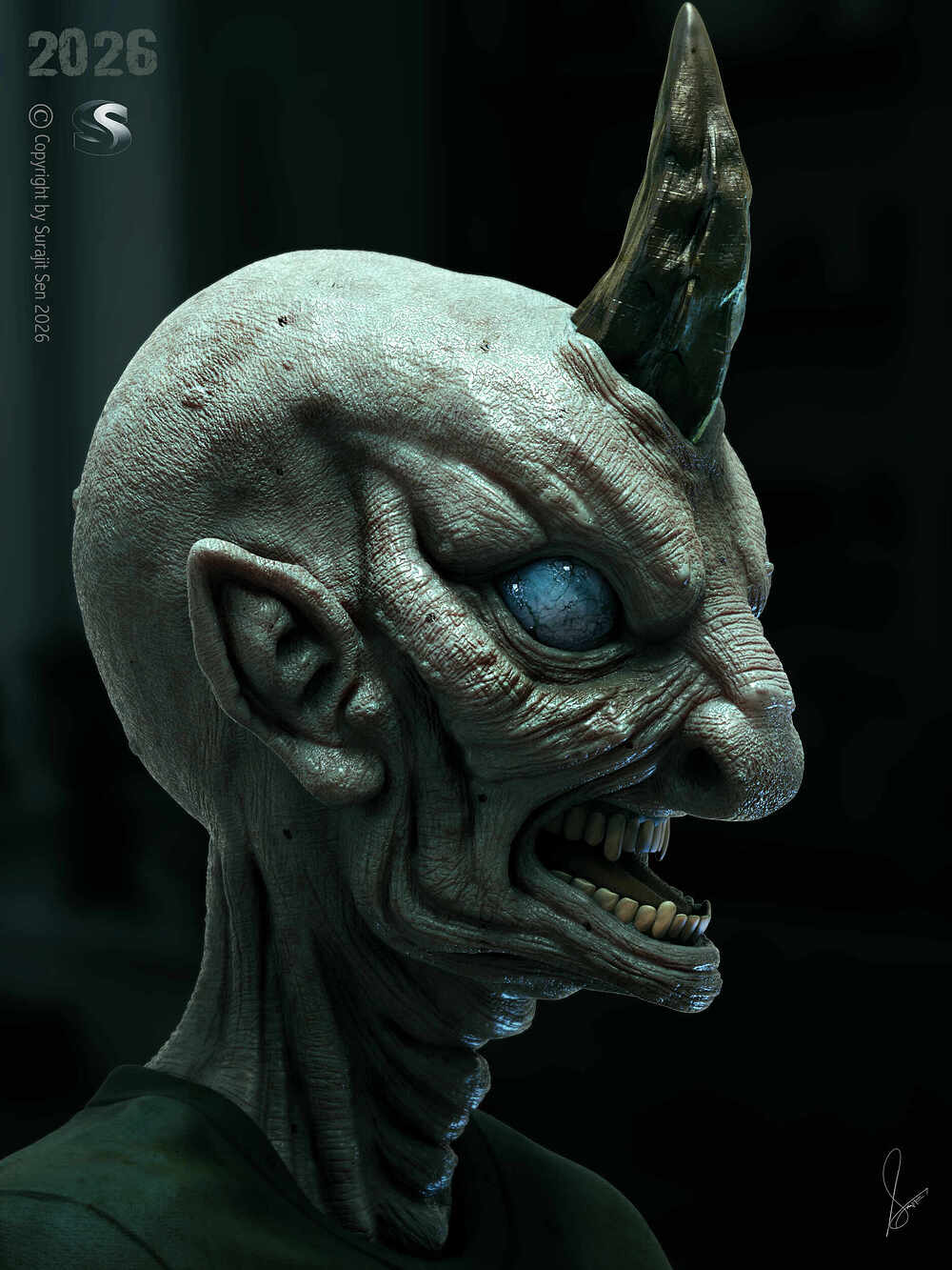 One_Horn_Creature_Digital_SCulpture_SurajitSen_June2026