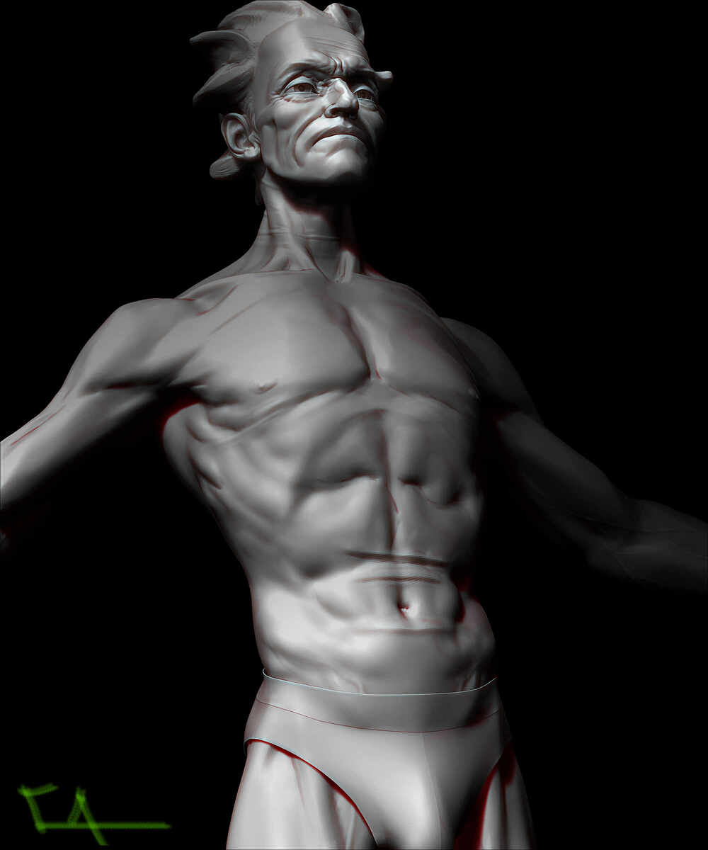 Realistic Rick Sanchez by Darya Girina sculpting_T_Pose_Life size anatomy_14