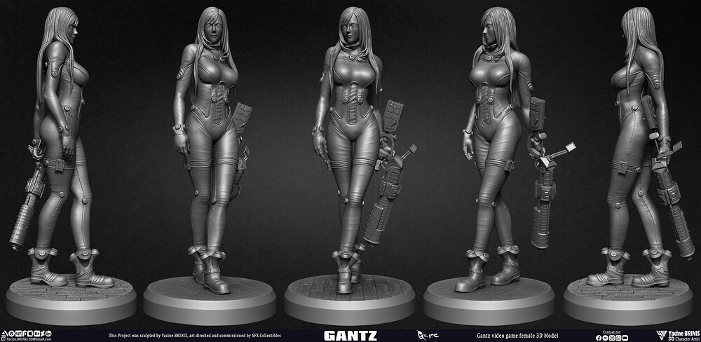 Gantz Video Game Female 3D Model sculpted by Yacine BRINIS 001
