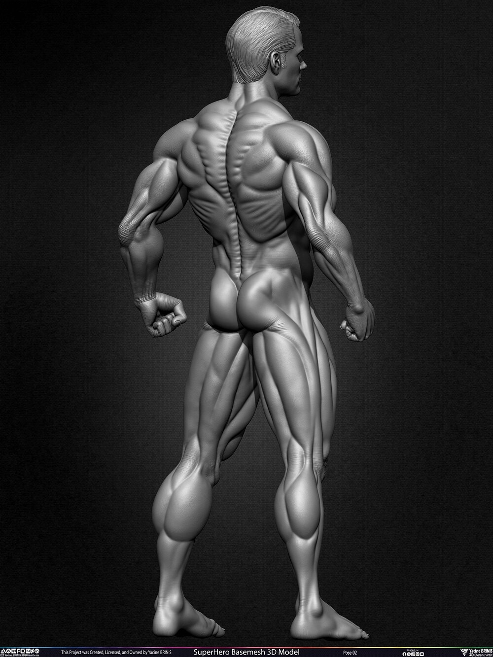 Super-Hero Basemesh 3D Model - Henry Cavill- Man of Steel - Superman - Pose 02 Sculpted by Yacine BRINIS Set 011