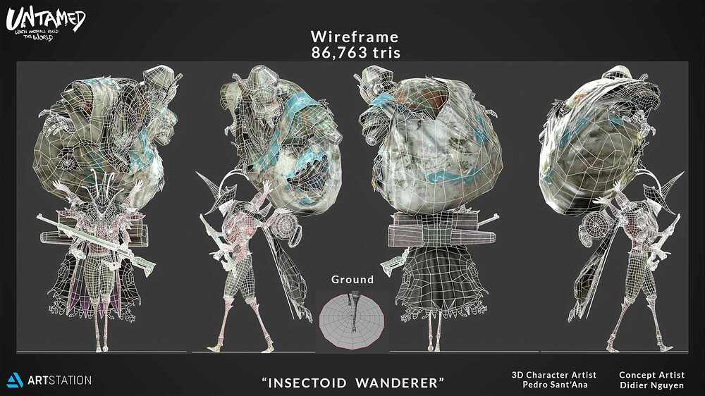 Insectoid wanderer wireframe