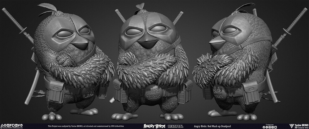 Red Mash Up Deadpool Angry Birds Movie 02 Rovio Entertainment sculpted By Yacine BRINIS 002
