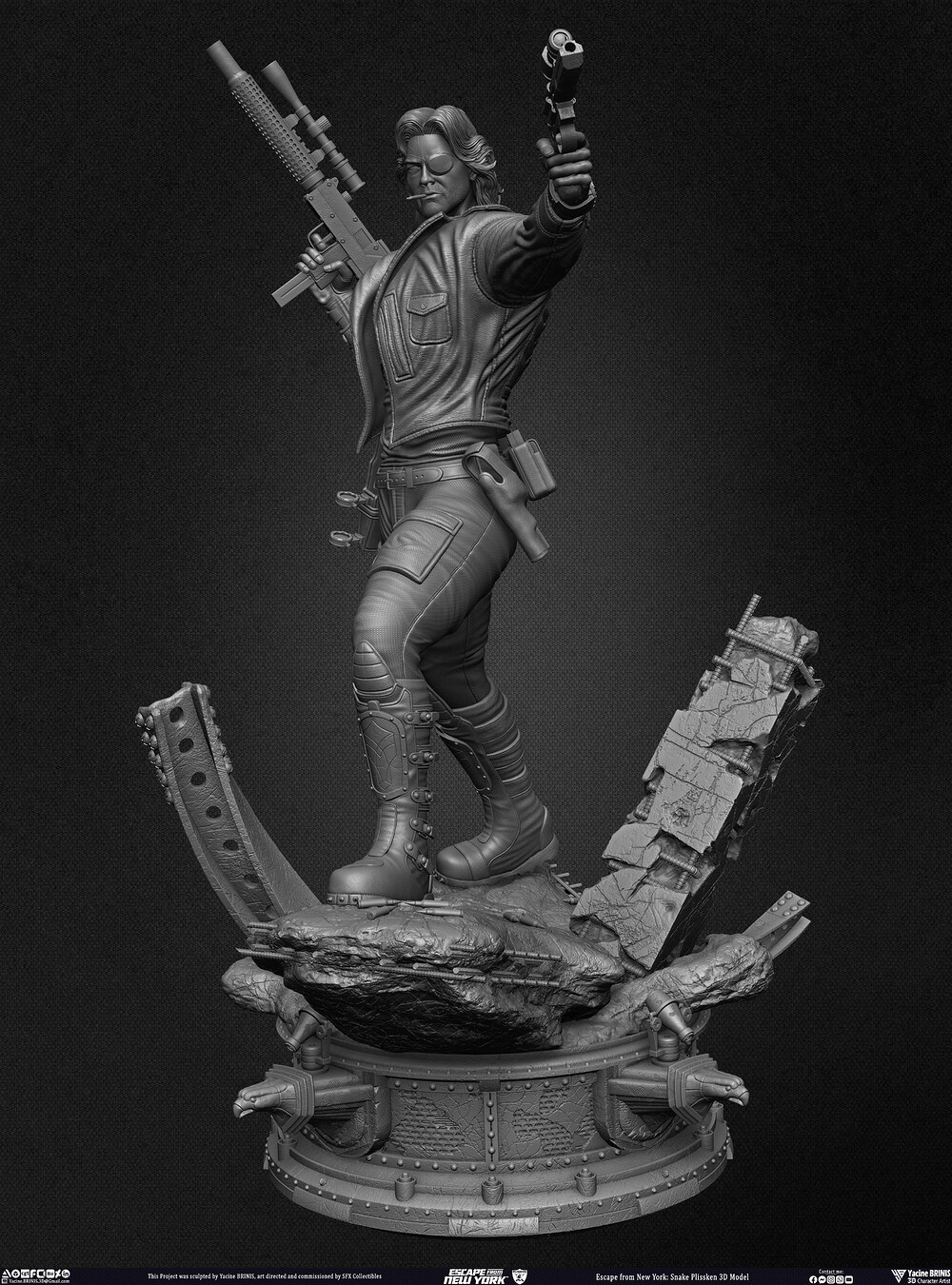 Escape from New York Snake Plissken sculpted by Yacine BRINIS 012
