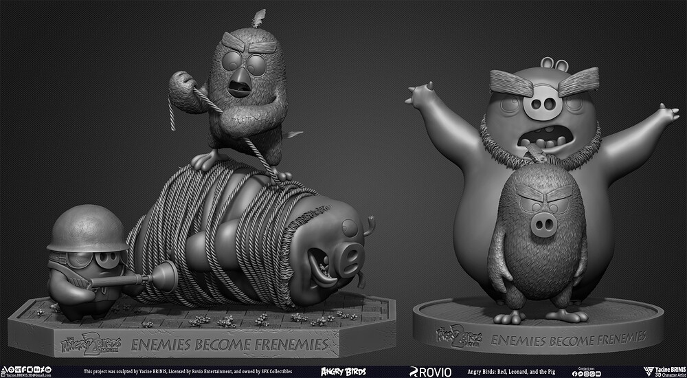 Red Leonard and the Pig Angry Birds Movie 2 Rovio Entertainment sculpted by Yacine BRINIS 018