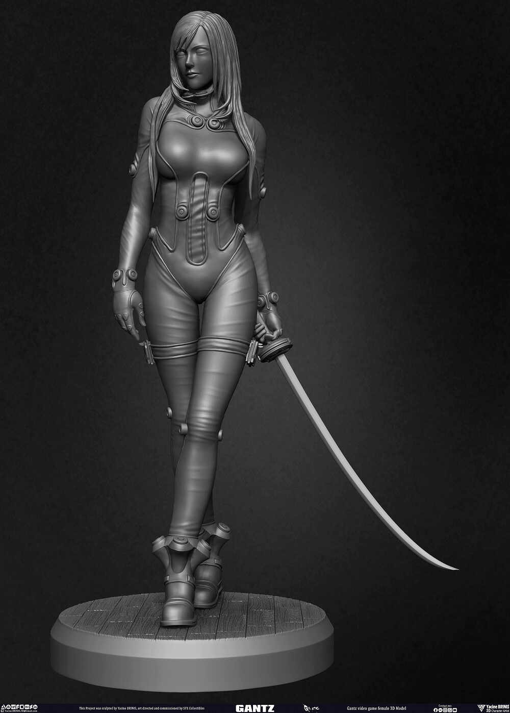 Gantz Video Game Female 3D Model sculpted by Yacine BRINIS 009