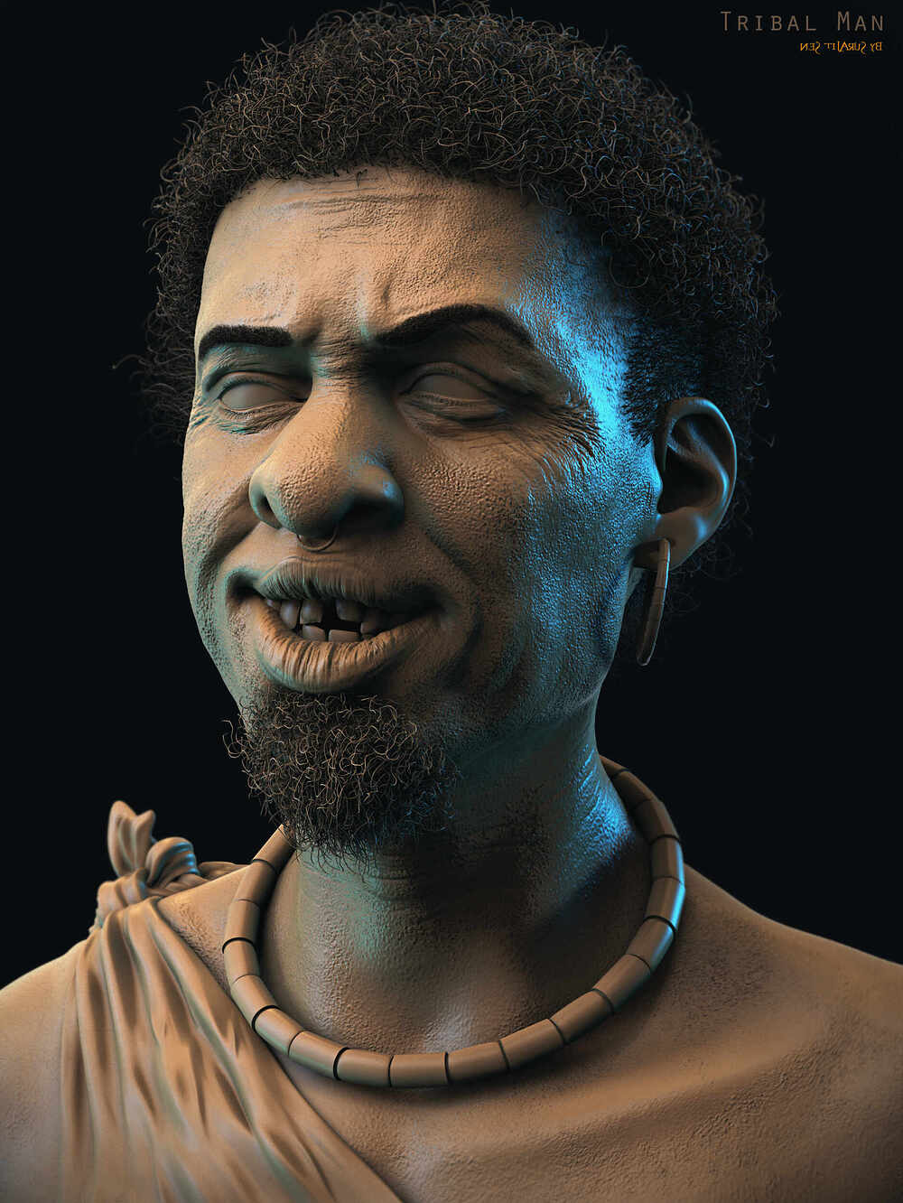 Tribal_Man_Digital_Sculpture_SurajitSen_March2024