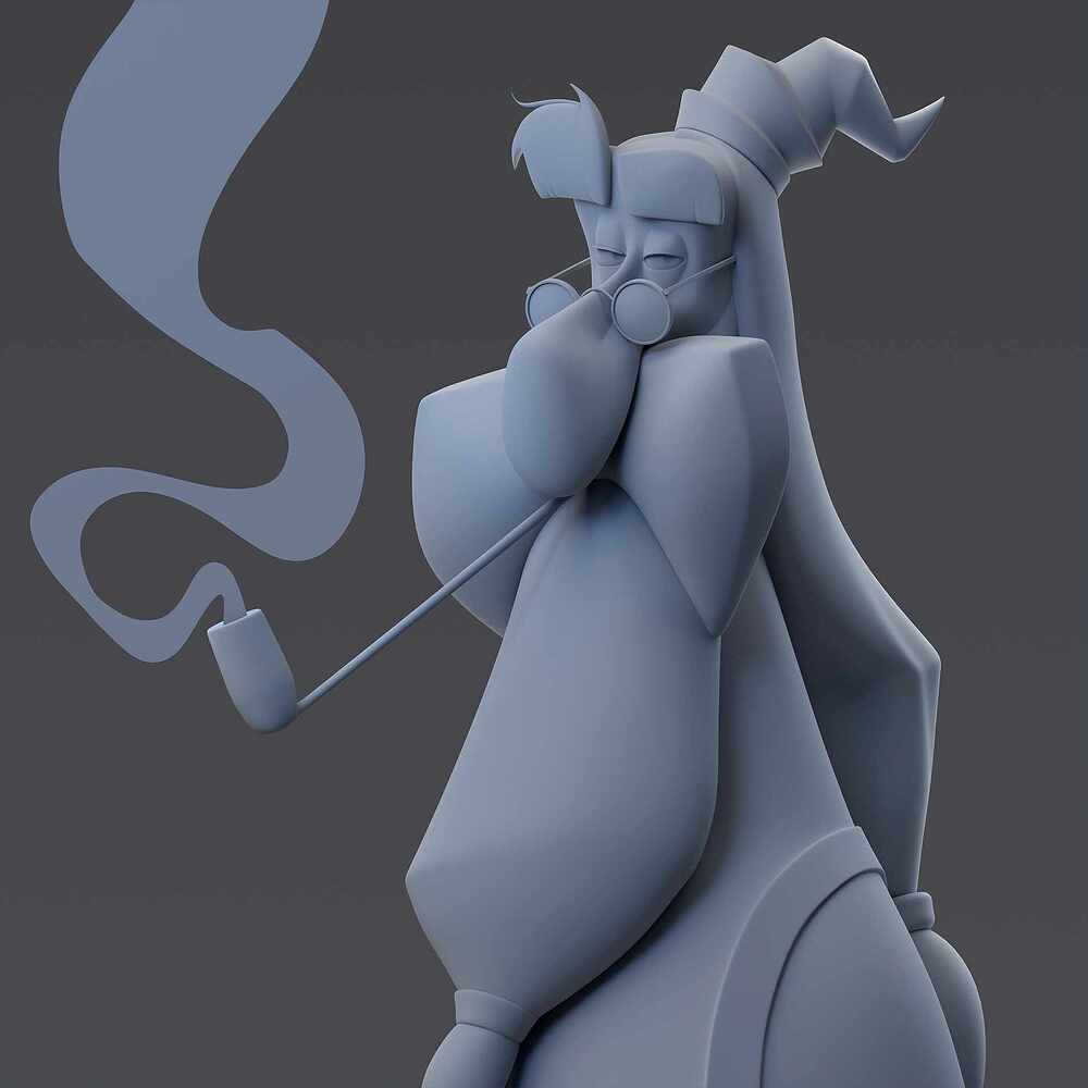 Professor_Albus_Dumbledore_WireFrame_Grayscale_Render