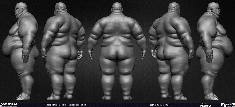 Fat man Basemesh 3D Model sculpted by Yacine BRINIS 002