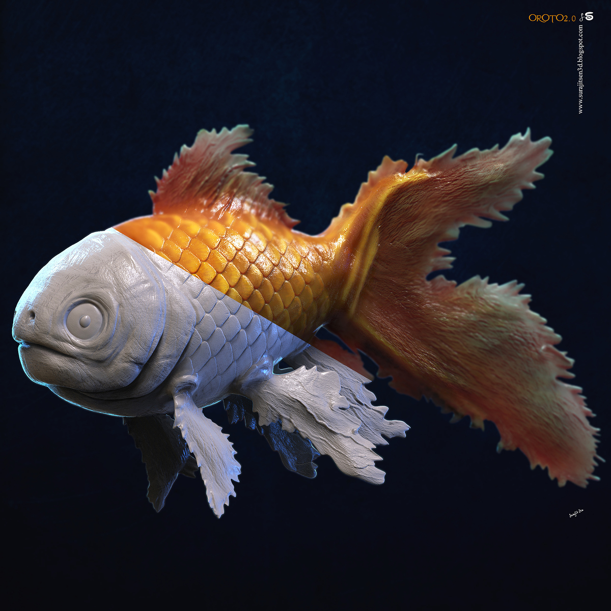 Oroto2.0_Goldfish_CG_Character_by_SurajitSen_Jul2020A_CLAY