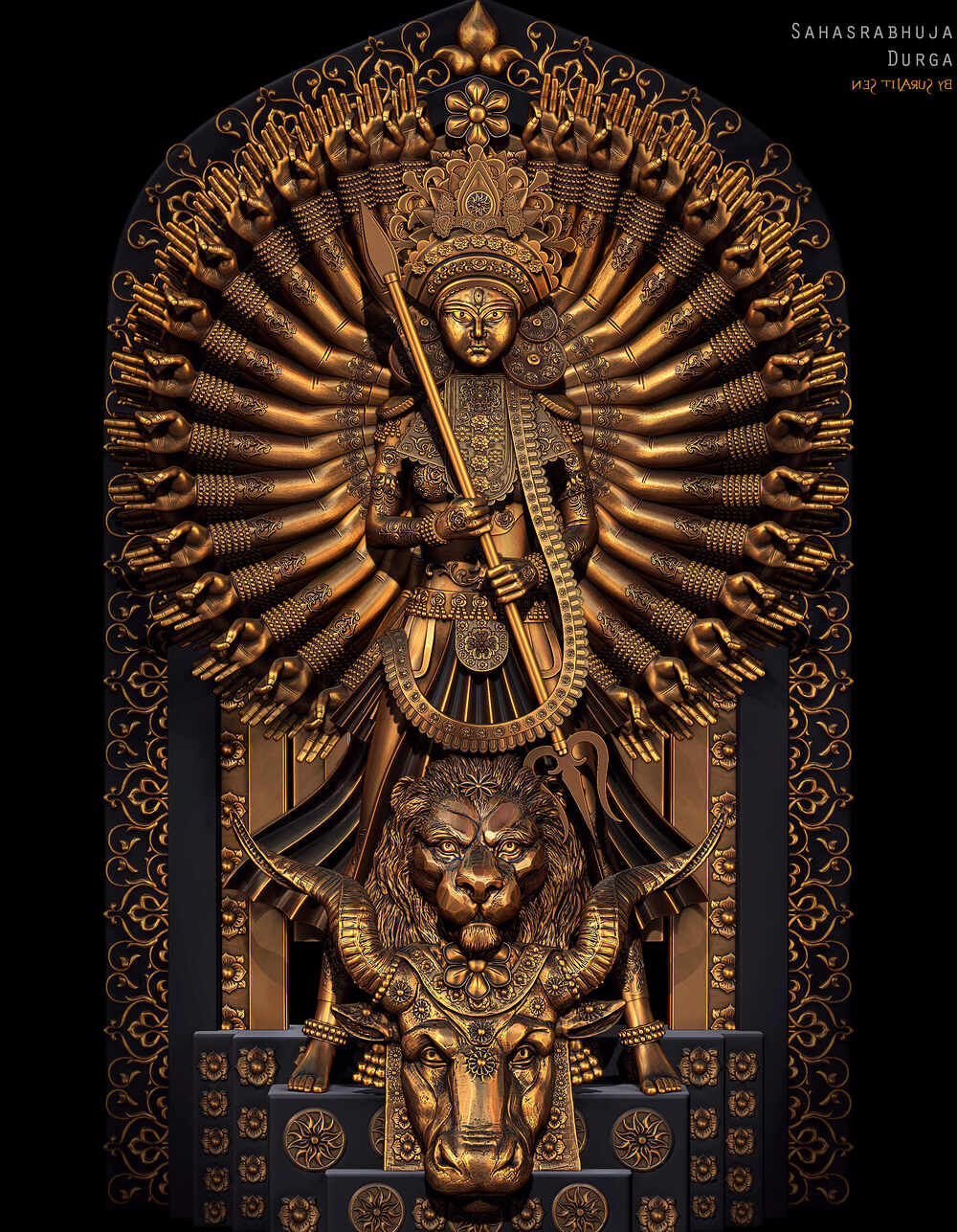 Sahasrabhuja Durga_Digital_SCulpture_SurajitSen_Oct2023