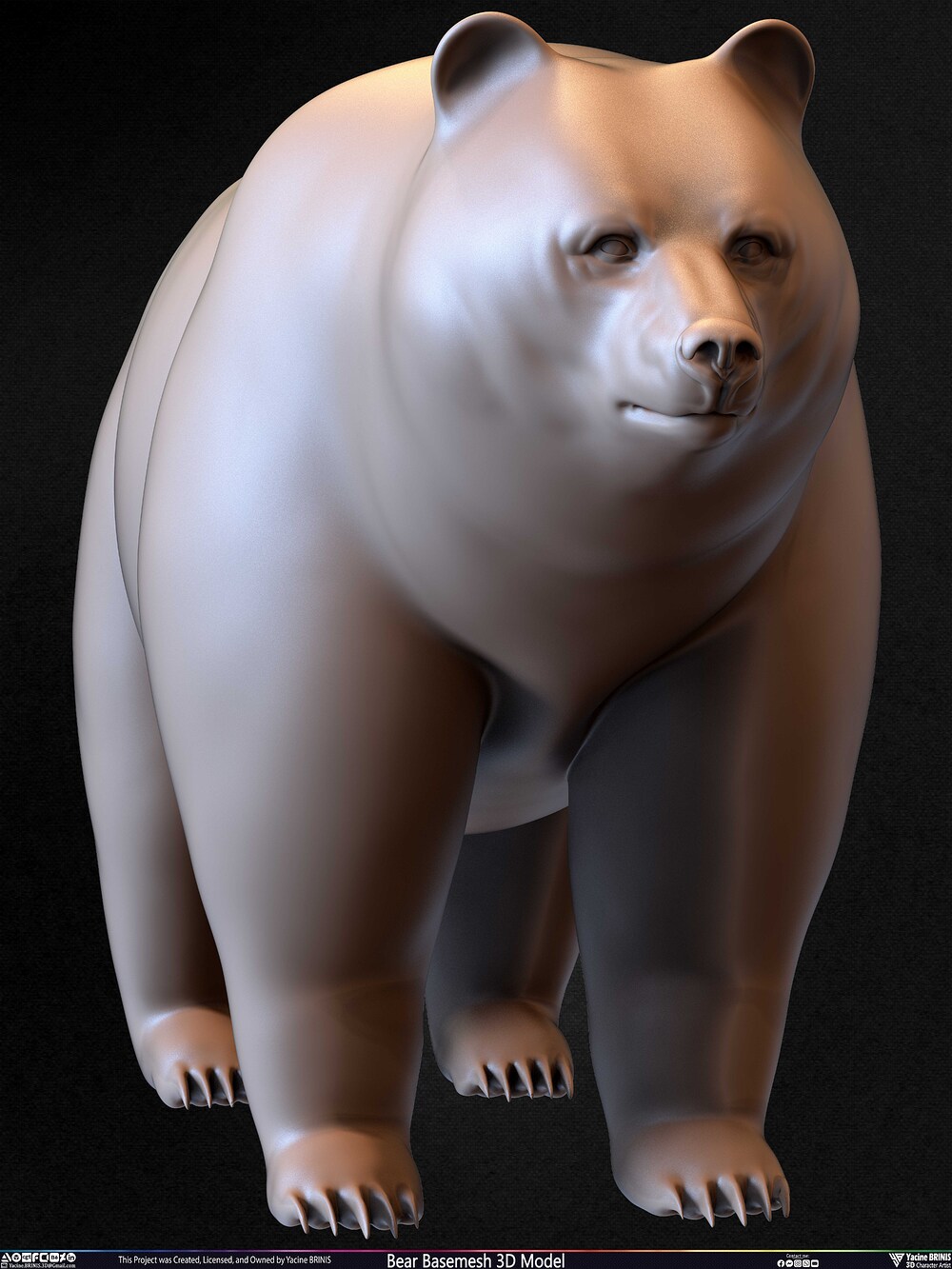Bear Basemesh 3D Model Sculpted by Yacine BRINIS Set 035