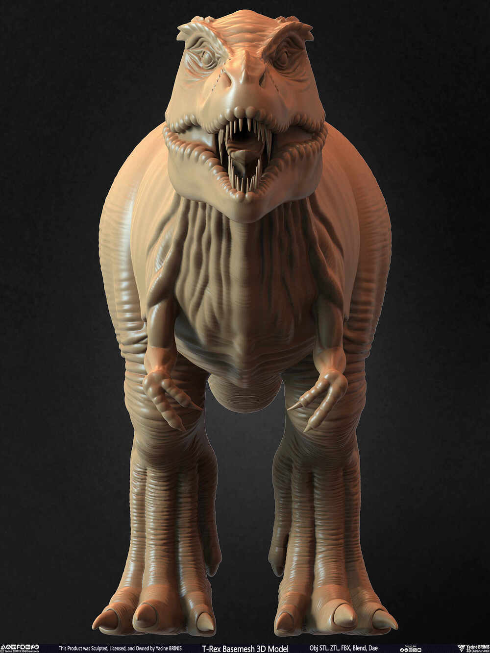 T-Rex Basemesh 3D Model (Tyrannosaurus Rex) Sculpted By Yacine BRINIS Set 021