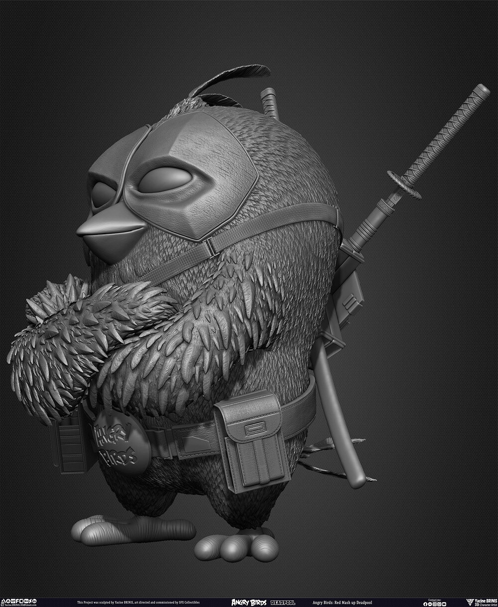 Red Mash Up Deadpool Angry Birds Movie 02 Rovio Entertainment sculpted By Yacine BRINIS 006