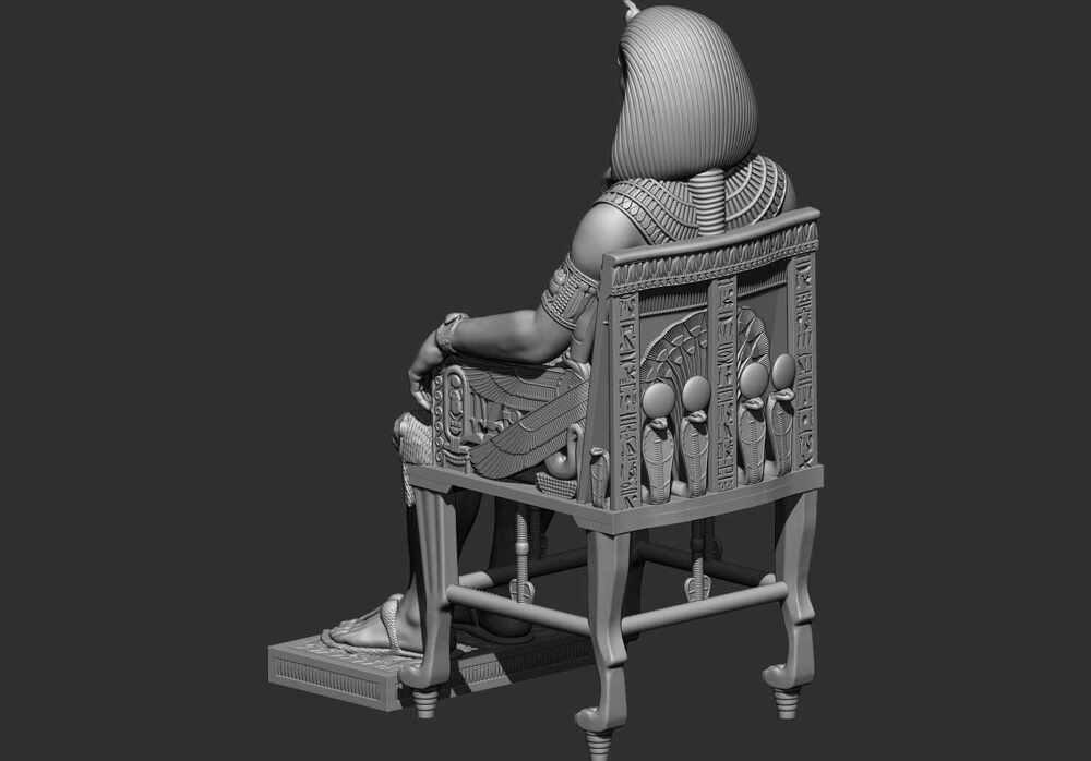 Ancient Egyptian Pharaoh on Royal Throne – High Detail STL 3D Printable Statue (12)