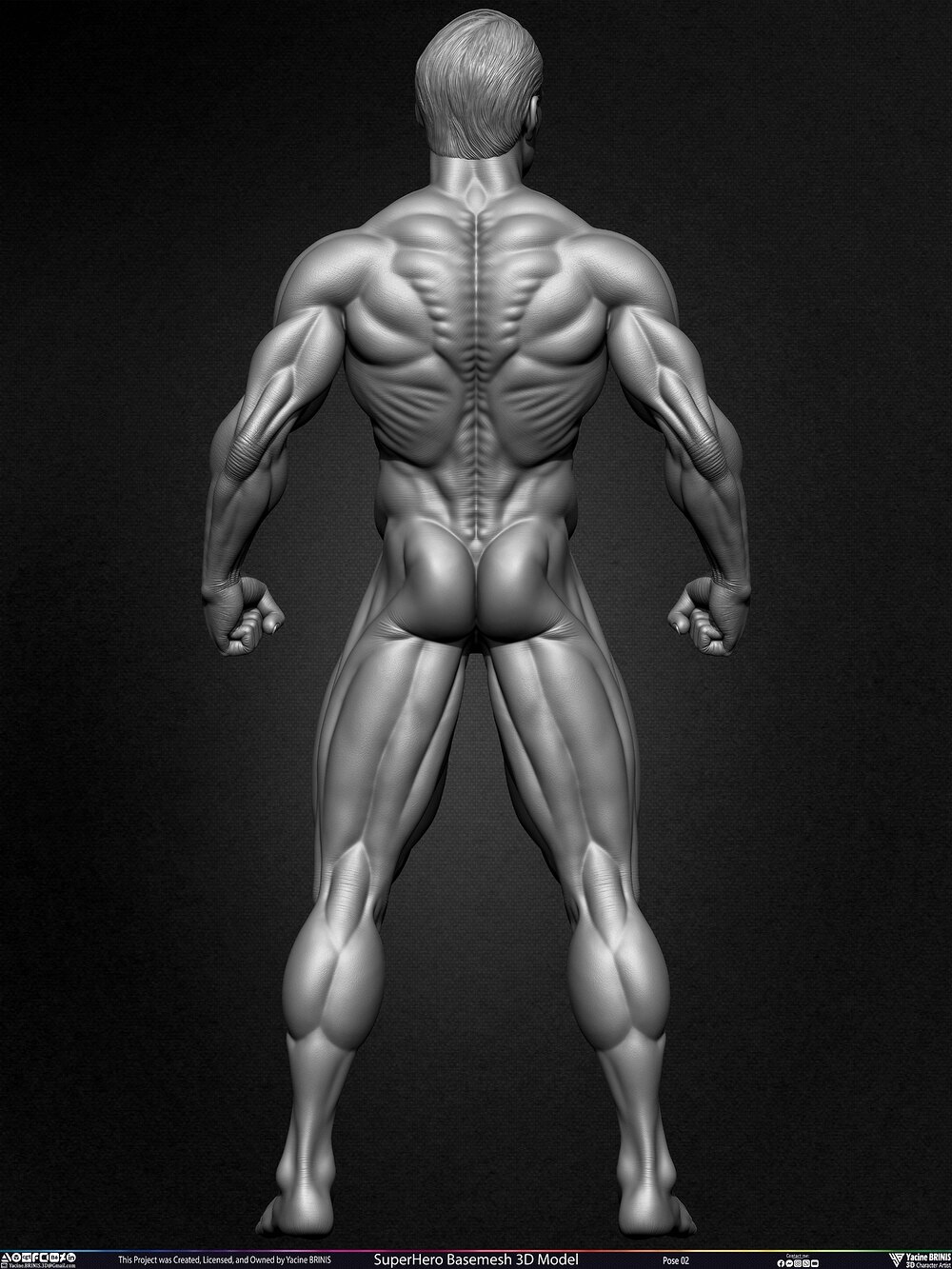 Super-Hero Basemesh 3D Model - Henry Cavill- Man of Steel - Superman - Pose 02 Sculpted by Yacine BRINIS Set 013