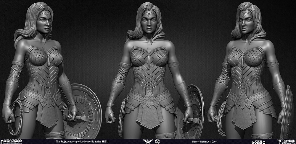 Wonder Woman Gal Gadot 3D Model sculpted by Yacine BRINIS 005