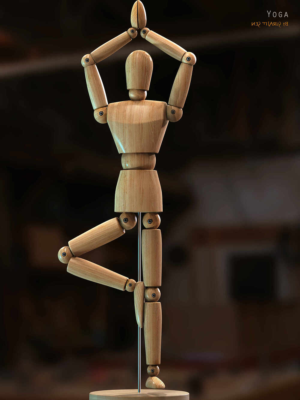 YOGA_Wooden_Puppet_Digital_Sculpture_SurajitSen_21_June2024