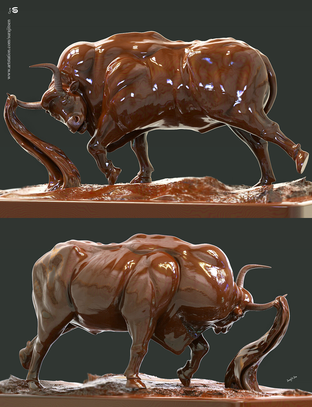 “Angry_Gaur_Bull”_Digital_Sculpture_by_Surajit_Sen