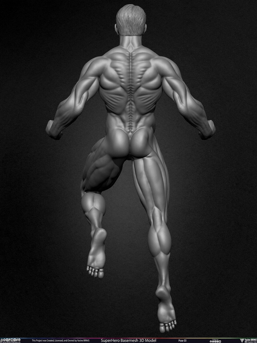 SuperHero Basemesh 3D Model Pose 03 Superman - Henry Kevill - Man of Steel-  Sculpted by Yacine BRINIS Set 039