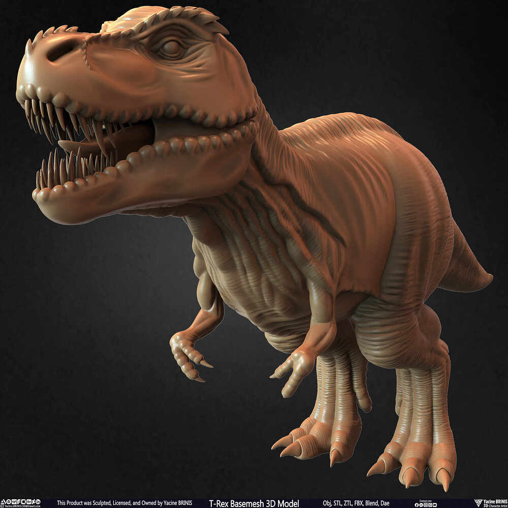 T-Rex Basemesh 3D Model (Tyrannosaurus Rex) Sculpted By Yacine BRINIS Set 019