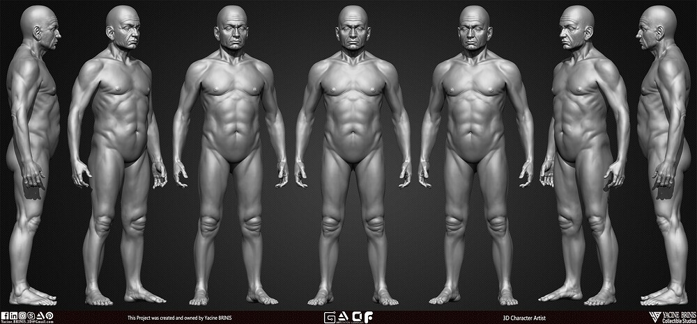 Old Man Basemesh 3D Model By Yacine BRINIS Anatomy Set 001