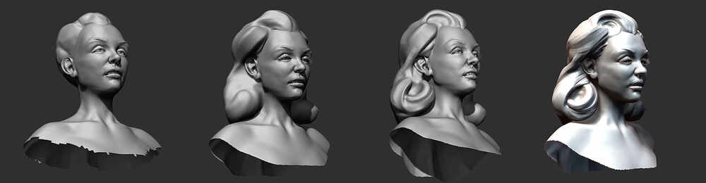 Portrait of Beth Sanchez_Beth Smith by Darya Girina sculpting_stages of work