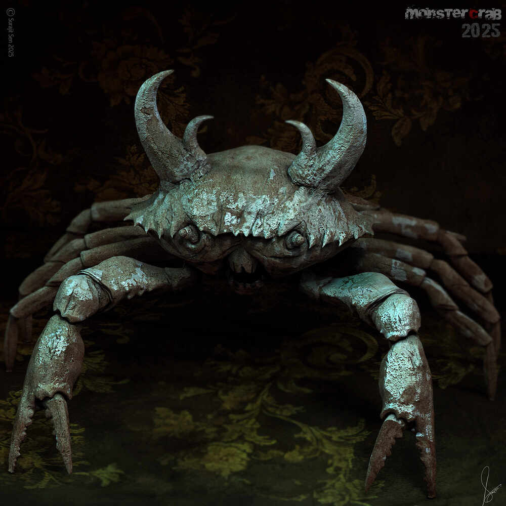 Monster_Crab_Digital_Sculpture_by_SurajitSen_OCT2025_V01
