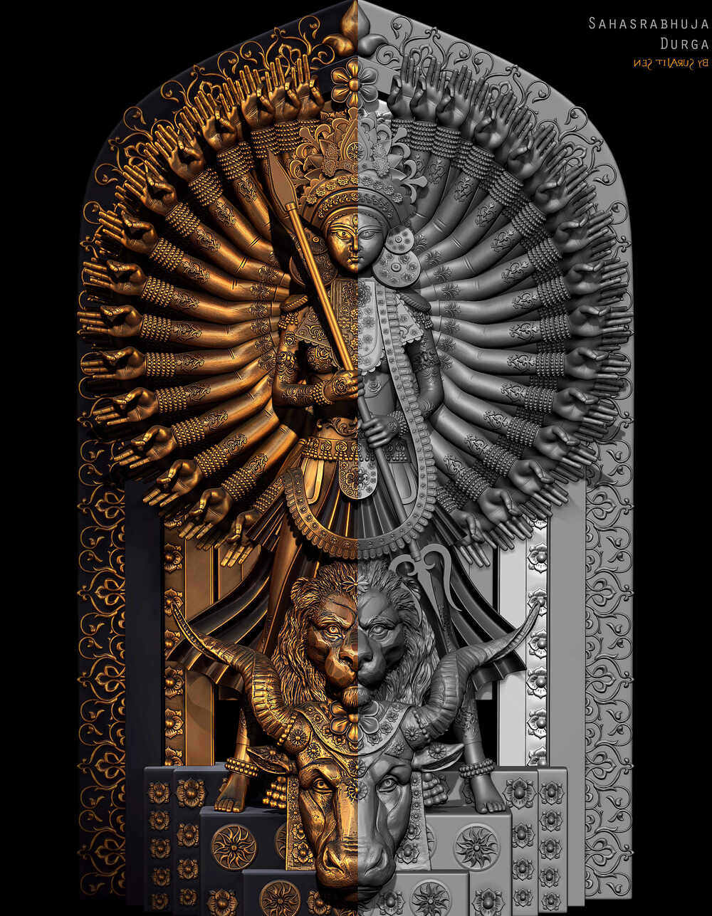 Sahasrabhuja Durga_Digital_SCulpture_SurajitSen_Oct2023_WIPA