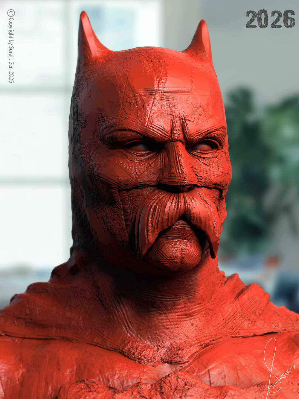 The Moustached Batman _Digital_Sculpture_SurajitSen_March2026