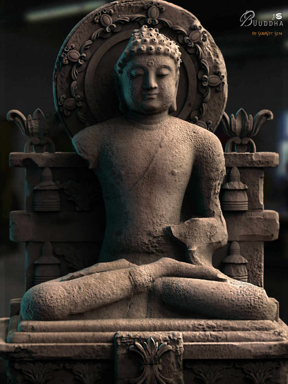Gautam_Buddha_Digital_Sculpture_SurajitSen_Aug2022A